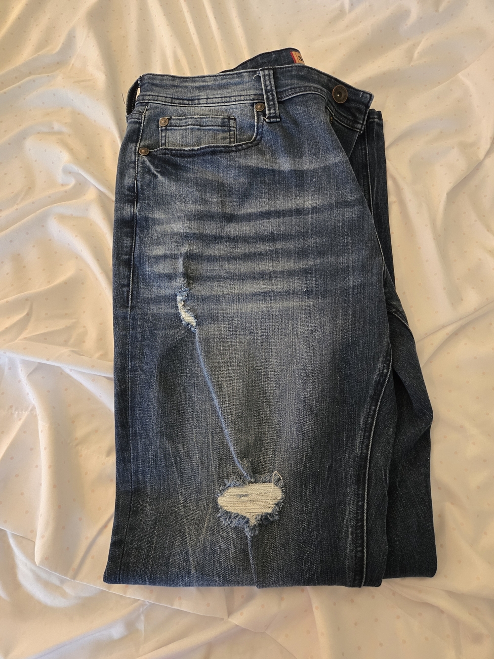 Seven7 Slim Straight Fit Jeans in Dark Blue with Yellow Label